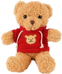 Kruzzel plush teddy bear 30 cm, light brown with hoodie