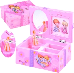 Rožnata škatlica za nakit z glasbenim mehanizmom za male gospodične