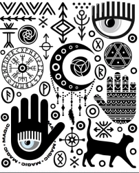 Nalepke za toplotni prenos – mistični simboli, velik list 20 × 30 cm