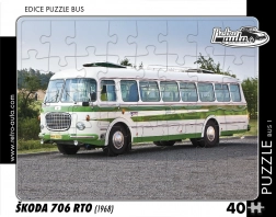 retro avtomobilske puzzle avtobus škoda 706 rto 40 koščkov