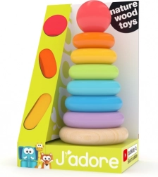 Mavrični obročki na palici – lesena izobraževalna igrača za najmlajše