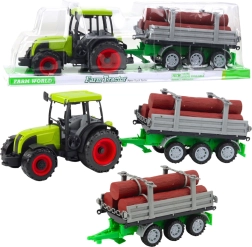 zeleni traktor s prikolico za hlode 47 cm
