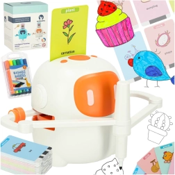 Izobraževalni interaktivni robot za učenje risanja in pisanja s karticami in flomastri