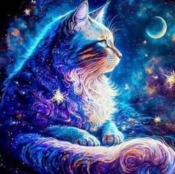 Diamantno slikanje Vesoljska mačka 30x40 cm