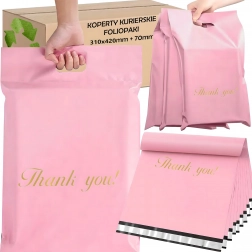Rožnate poštne poli vrečke z izrezanim ročajem 310 × 420 + 70 mm, 50 kos