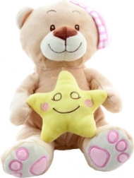 Plišasti medvedek z zvezdico rožnat 23 cm