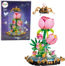 Konstrukcijska sestavljanka večna vrtnica v kupoli – dekorativna kompozicija 257 kosov