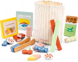 Leseni komplet slaščic z vrečko in kleščami