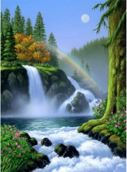 Diamantna mozaika (diamond painting) slap z mavrico 30 × 40 cm - 1 kos