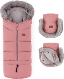 Petite&Mars zimski set: zimska vreča Arctic 4v1 in rokavice za voziček Furry old rose
