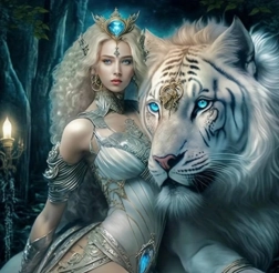 Diamantno slikanje dekle s tigrom 30 × 40 cm