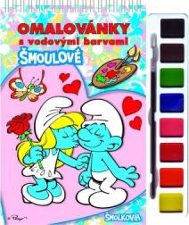 Pobarvanke Smrkci z vodenkami in čopičem, spiralna vezava 21 × 23 cm