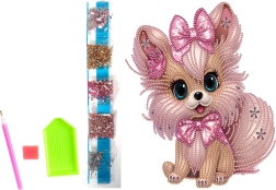 Slikanje z diamanti na platnu – rožnati kužek 23 × 30 cm