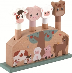 izstreljive živali s kmetije – lesena pop-up igrača za najmlajše
