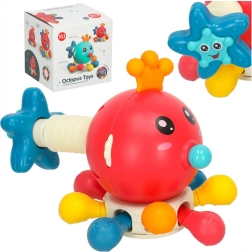 Senzorična igrača grizalo za dojenčke hobotnica Bibi-Inn rdeča