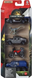 Matchbox Jurski svet – set 4 avtomobilčkov in dinozaver