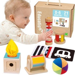 Montessori izobraževalna senzorična škatla XXL 6 v 1 TOOKY TOY za otroke od rojstva do 6 mesecev – 6 kosov