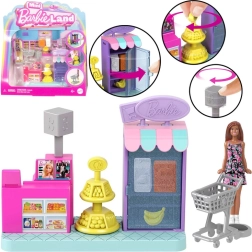 Mini supermarket Barbie Land z punčko in blagajno