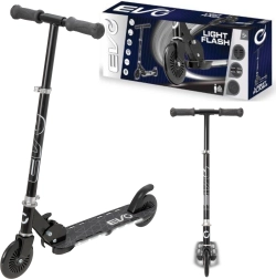 EVO Light Flash zložljiv otroški skiro z nastavljivim krmilnim drogom, črn, osvetljena deska