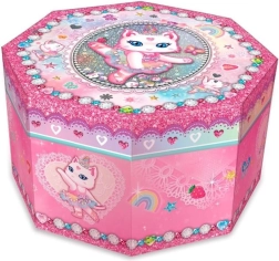 osemkotna glasbena škatlica za nakit – mačka balerina