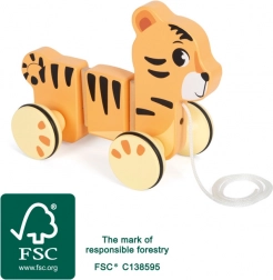 Lesena vlečna igrača tiger small foot