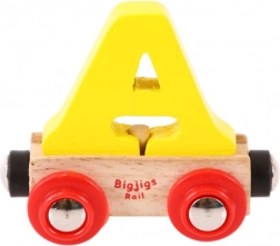 Leseni vagonček za vlak z črko A