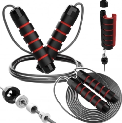 Nastavljiva jeklena kolebnica z ležaji in penastimi ročaji 3 m