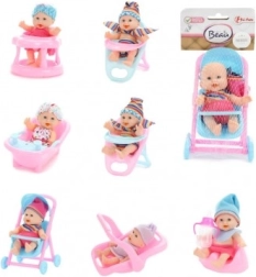 Punčka/dojenček z dodatki plastika trdno telo 11 cm v mreži