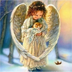 Diamantna mozaika - angelček s muco