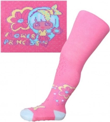 Bombažne hlačne nogavice New Baby s 3× ABS – rožnate Flower Princess, velikost 104–110