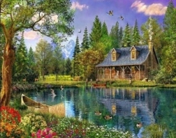 Norimpex diamond painting Lakeside Cabin 30 × 40 cm