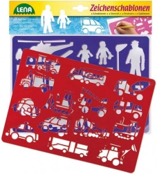 Risarske šablone z motivi prevoznih sredstev in ljudi