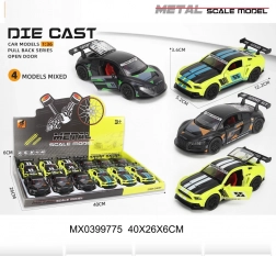 Kovinski dirkalni avtomobilček 1:36 z odpirajočimi se vrati in pogonom na navij (pull-back)