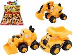 plastični gradbeni avtomobilček za najmlajše 9 cm, 3 vrste, prosti tek,