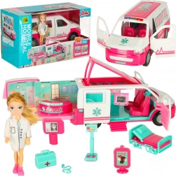 Mobilna ambulantna bolnišnica s punčko in dodatki