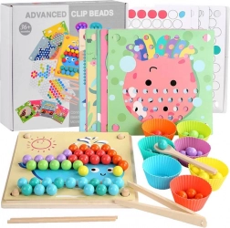 Montessori mozaik z lesenimi kroglicami – izobraževalna vstavljanka