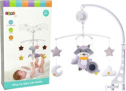 Otroški vrtiljak za posteljico Plišasti rakun Grey Melody