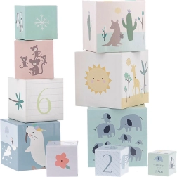 VILAC zložljivi stolp iz kock – živali sveta in številke 1–10