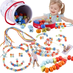 Klasični Svet Leseni Kroglice za Nizanje - 96 kosov