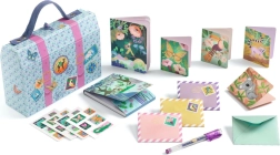 Pisemski kovček za otroke Djeco – modri set z nalepkami in pisali