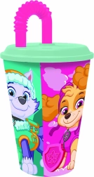 Plastic cup with straw PAW Patrol 430 ml