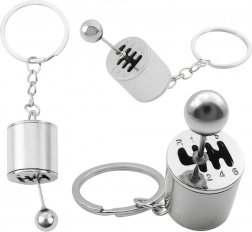 Kovinski obesek za ključe v obliki prestavne menjalnika, srebrn