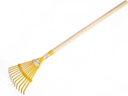 Otroške ravne grablje z lesenim ročajem 80 cm – rumene