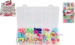 Set barvitih plastičnih perlic z vrvico v priročnem organizatorju