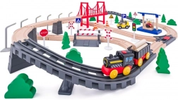 Lesena vlakovna proga z baterijsko lokomotivo, 80 kosov