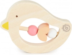 Bieco leseni grizalo z rožnatimi kroglicami – ptiček