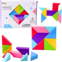 Magnetne tangram kocke – barvna sestavljanka, 9 kosov