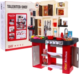 interaktivna otroška kuhinjica z vodno pipo, lučkami in zvoki, 58 delov