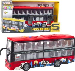 Mestni nadstropni avtobus 1:16 s frikcijskim pogonom, lučmi in zvoki – rdeč
