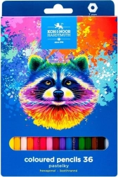 Šesterokotne barvice Rakun 36 kos